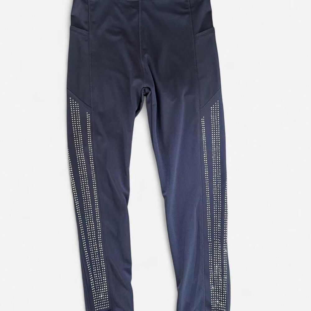 Women's Navy Blue Rhinestone Detail Athletic Leggings Size S/M